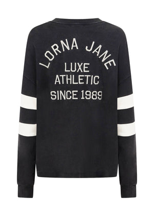 Lorna Jane Throwback Oversized Lightweight Sweat - Washed Black