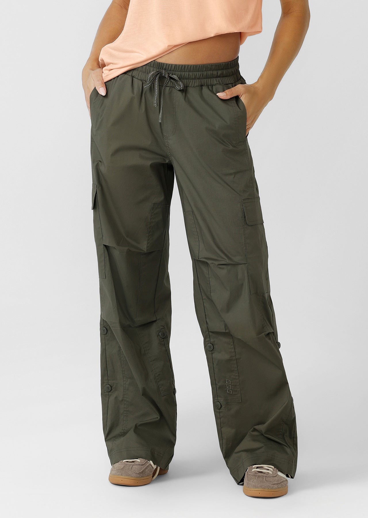 Lorna Jane Flashdance Wide Leg Cargo Pants - Dark Khaki Haze