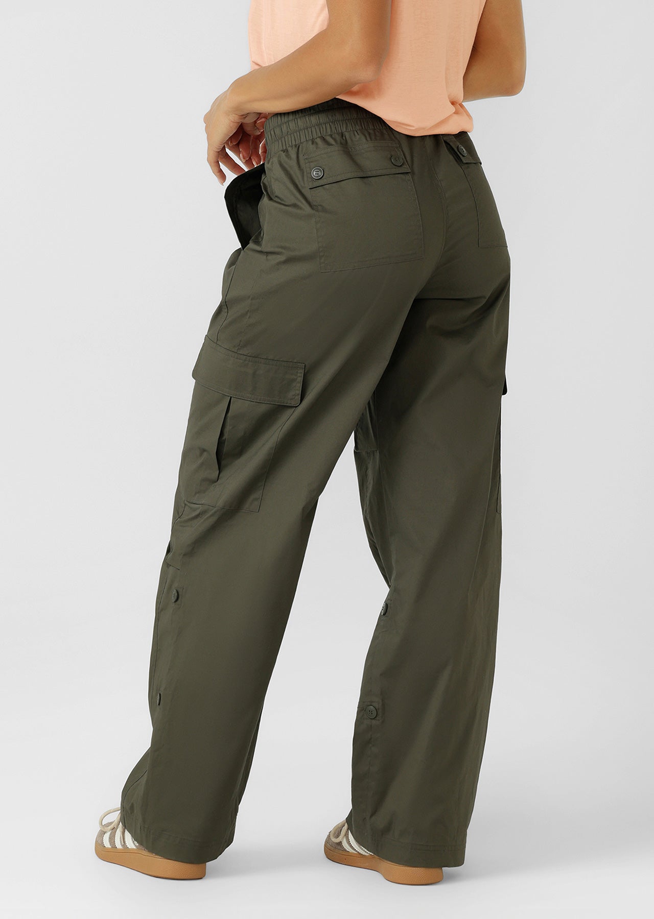 Lorna Jane Flashdance Wide Leg Cargo Pants - Dark Khaki Haze