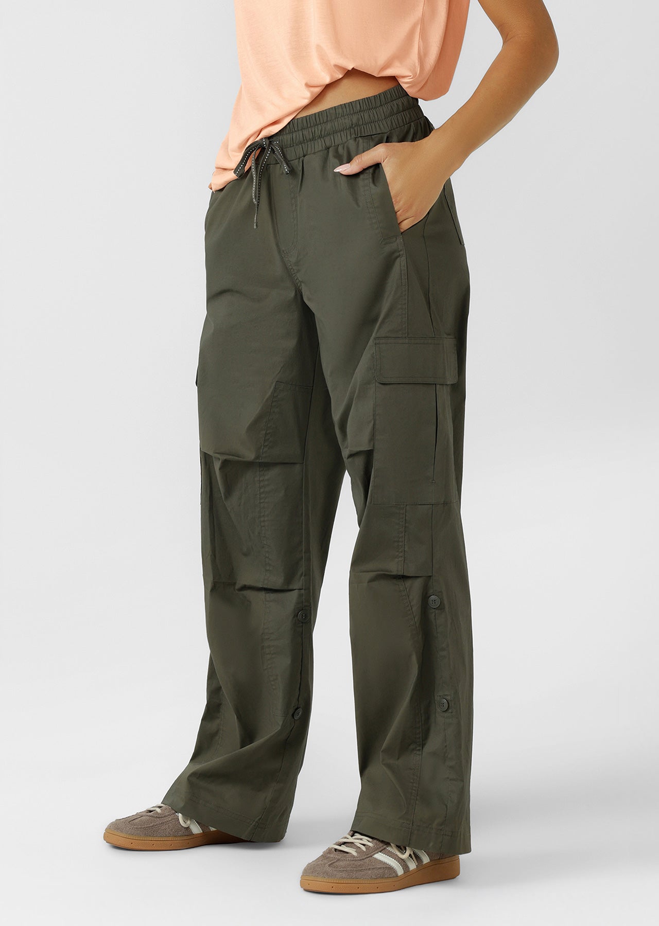 Lorna Jane Flashdance Wide Leg Cargo Pants - Dark Khaki Haze