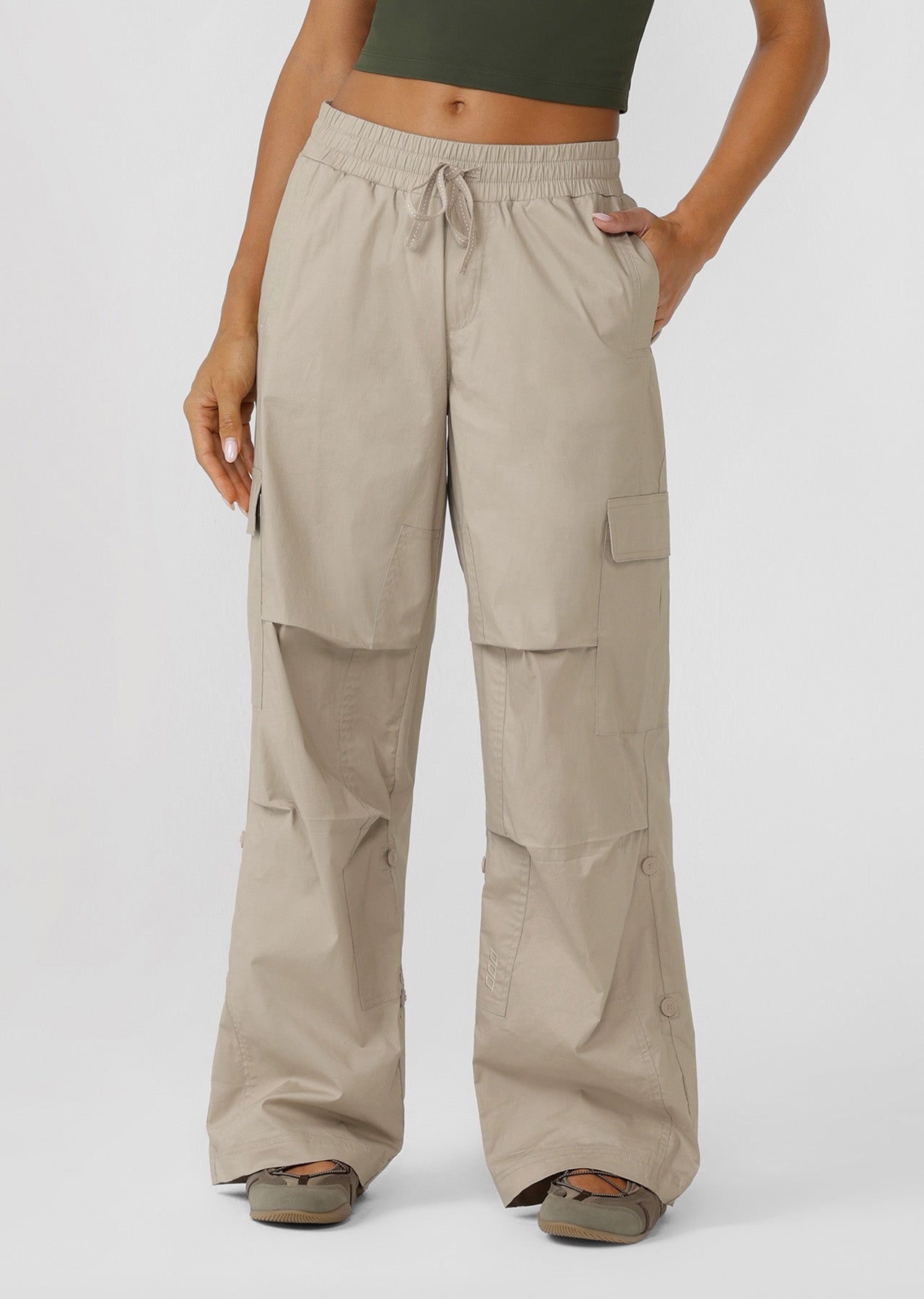 Lorna Jane Flashdance Wide Leg Cargo Pants - Latte