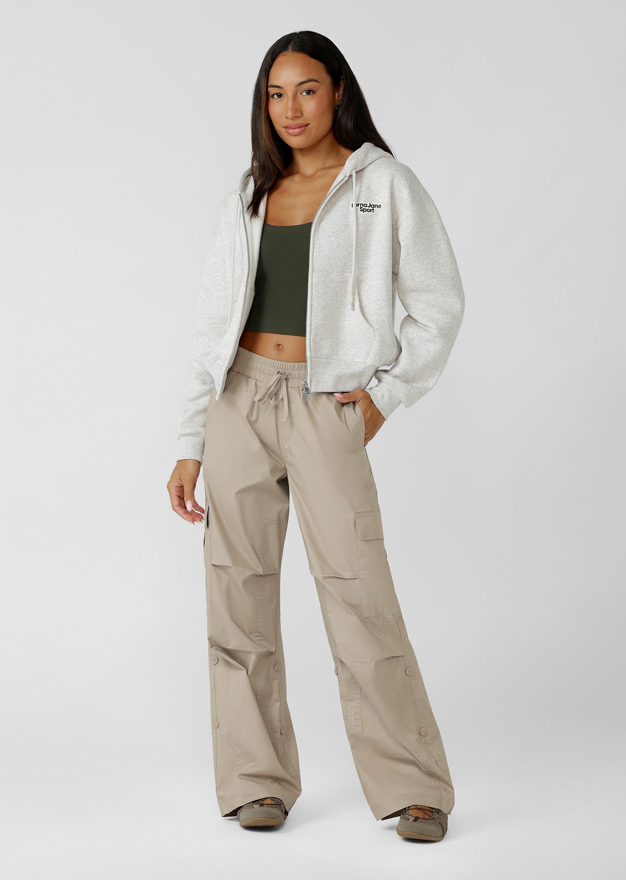 Lorna Jane Flashdance Wide Leg Cargo Pants - Latte