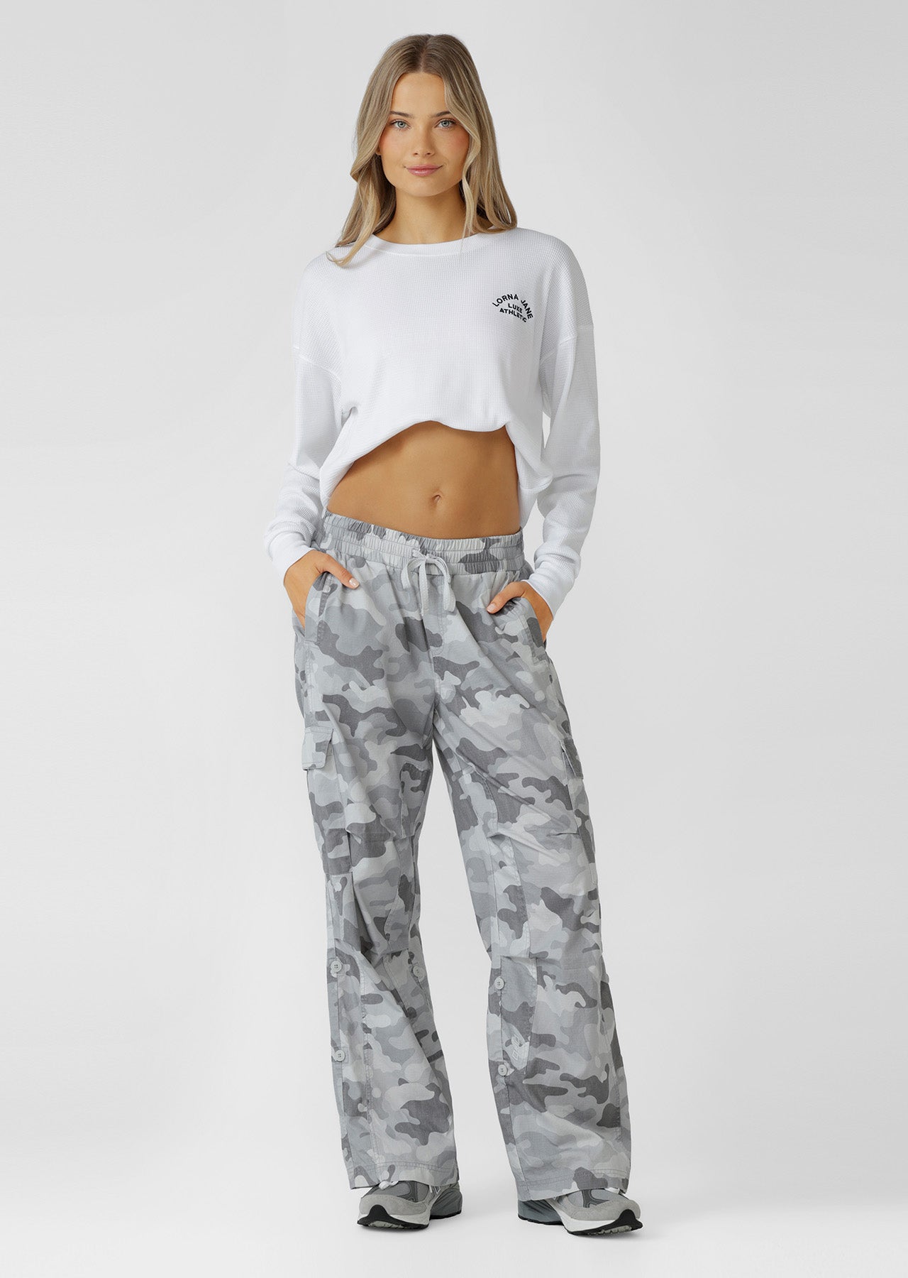 Lorna Jane Authentic Washed Camo Cargo Pants - Soft Camo Print