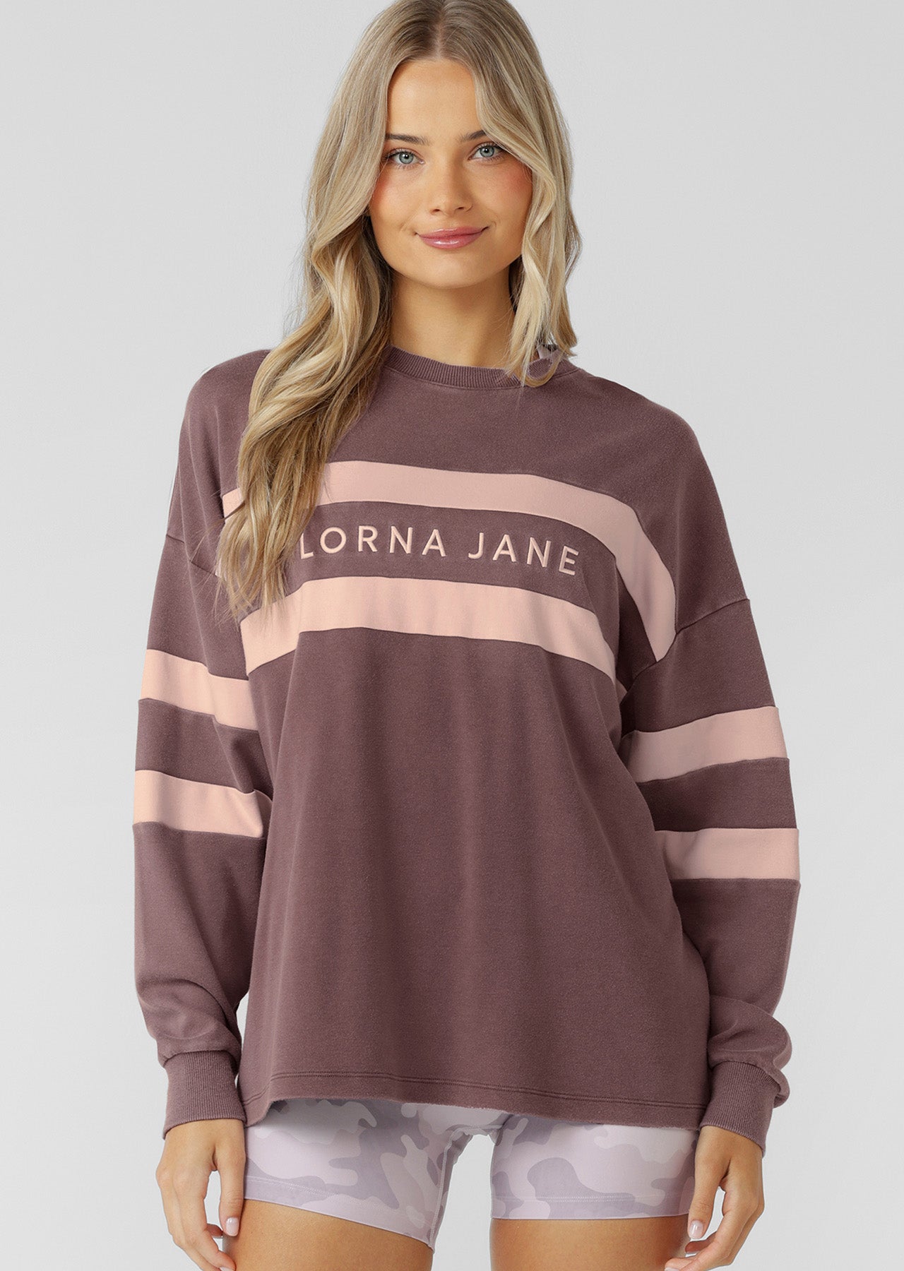 Lorna Jane Campus Oversized Washed Lightweight Sweat - Washed Stone
