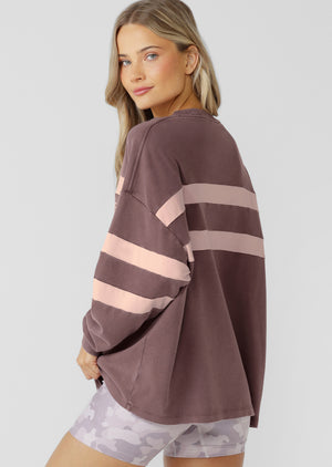 Lorna Jane Campus Oversized Washed Lightweight Sweat - Washed Stone