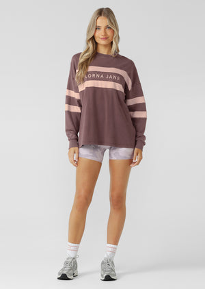 Lorna Jane Campus Oversized Washed Lightweight Sweat - Washed Stone