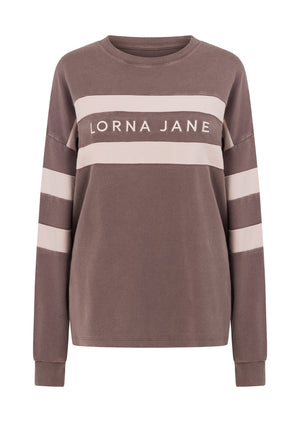Lorna Jane Campus Oversized Washed Lightweight Sweat - Washed Stone