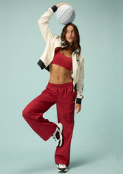 Lorna Jane Track Star Wide Leg Pants - Dark Red