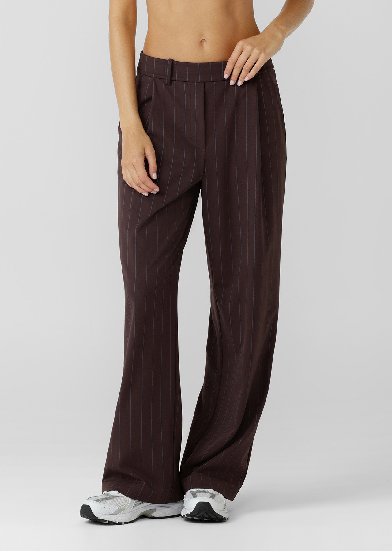 Lorna Jane The Everything Pinstripe Pants - Espresso Pinstripe