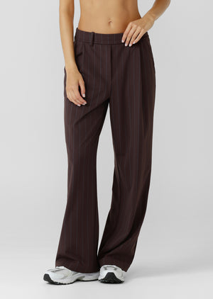 Lorna Jane The Everything Pinstripe Pants - Espresso Pinstripe