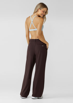 Lorna Jane The Everything Pinstripe Pants - Espresso Pinstripe