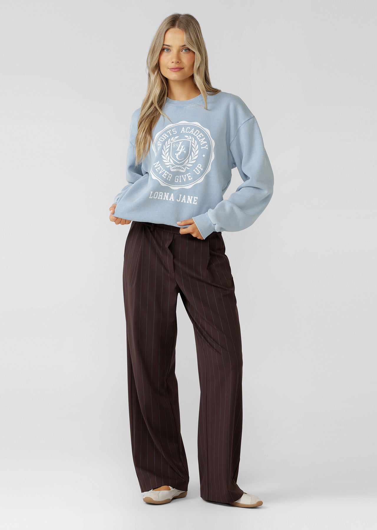 Lorna Jane The Everything Pinstripe Pants - Espresso Pinstripe