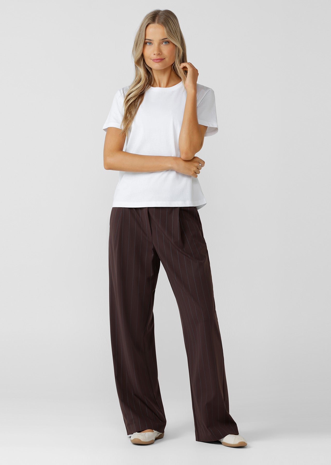 Lorna Jane The Everything Pinstripe Pants - Espresso Pinstripe