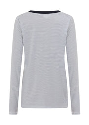 Lorna Jane Lotus Limited Edition Long Sleeve Top - Midnight Blue Stripe