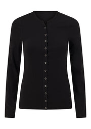 Lorna Jane Retro Snap Button Long Sleeve Rib Top - Black