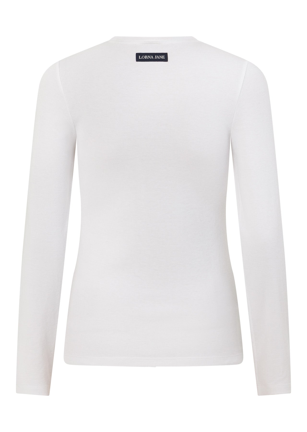 Lorna Jane Retro Snap Button Long Sleeve Rib Top - White