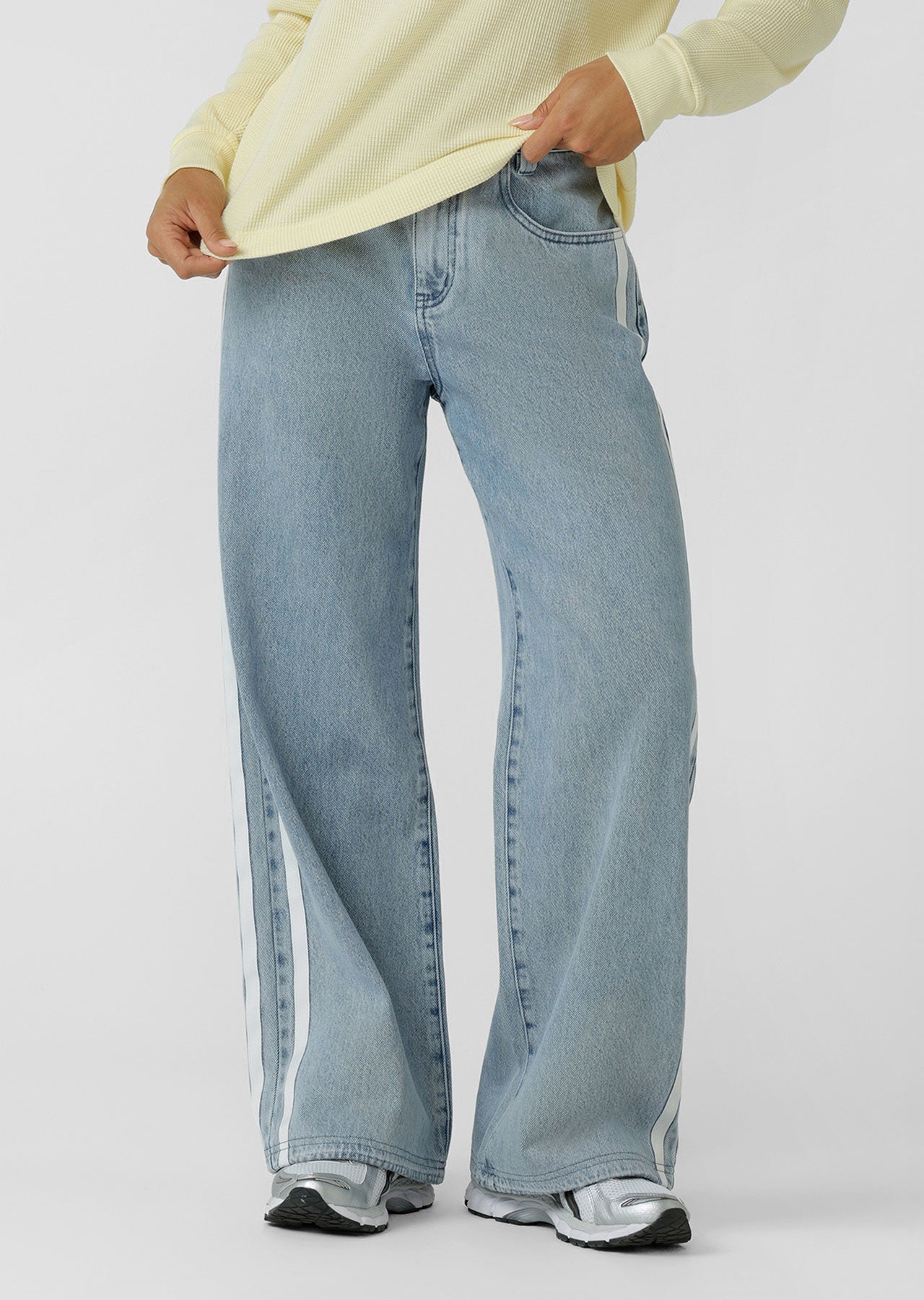 Lorna Jane Nostalgia Light Wash Denim Pants - Light Blue Washed Denim