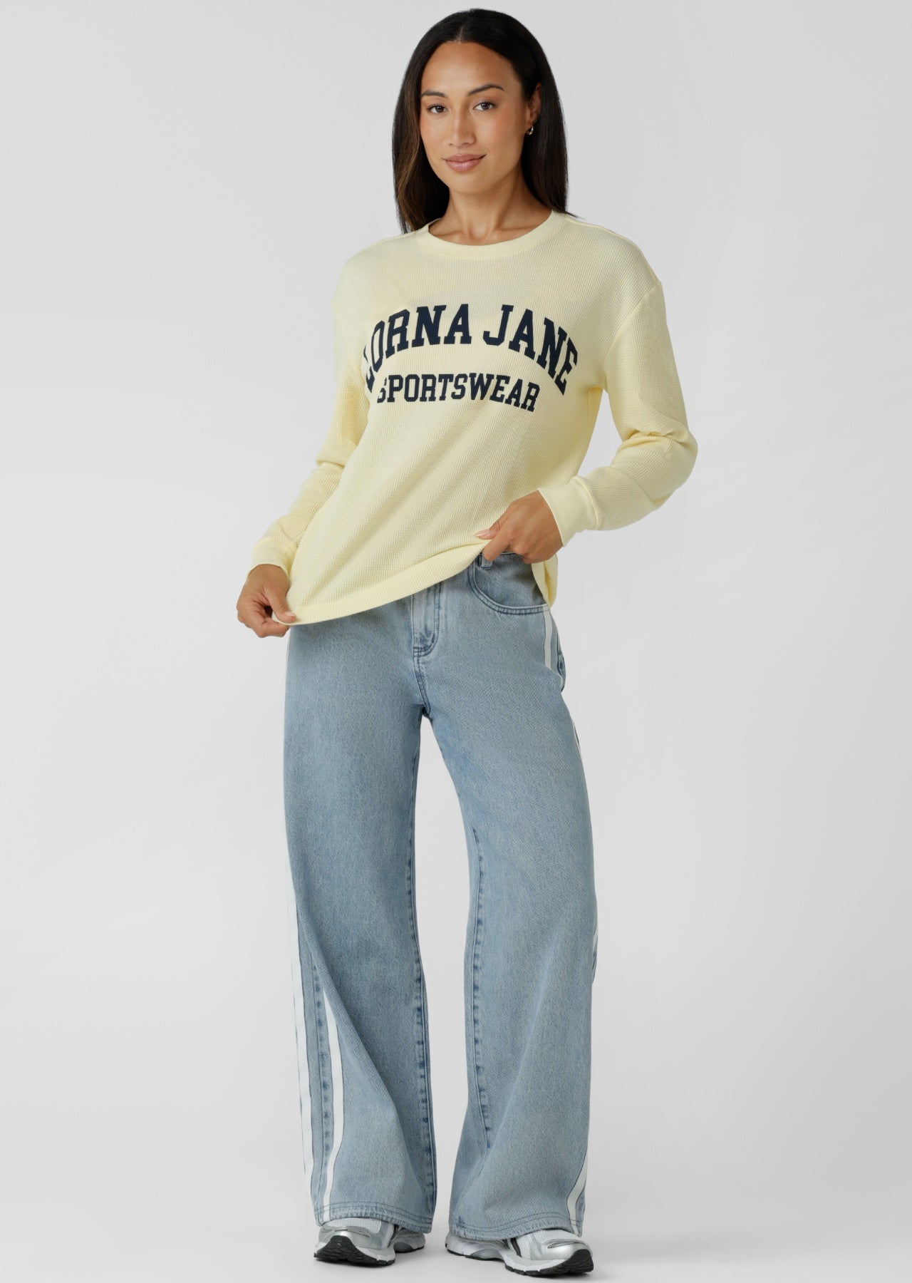 Lorna Jane Nostalgia Light Wash Denim Pants - Light Blue Washed Denim