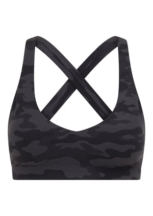 Lorna Jane Cute In Camo Sports Bra - Black Camo Print