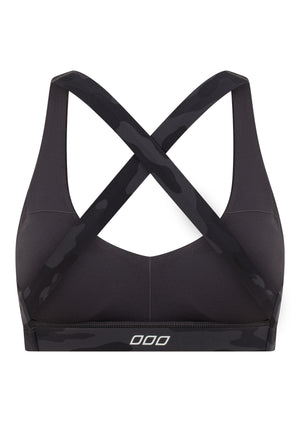 Lorna Jane Cute In Camo Sports Bra - Black Camo Print