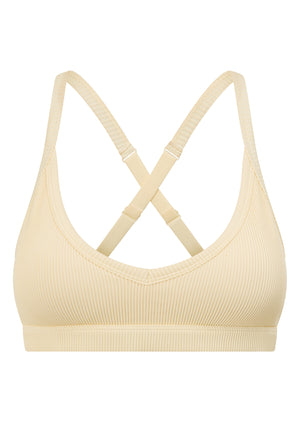 Lorna Jane Traveller Rib Sports Bra - Vanilla Creme
