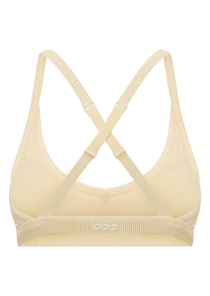 Lorna Jane Traveller Rib Sports Bra - Vanilla Creme