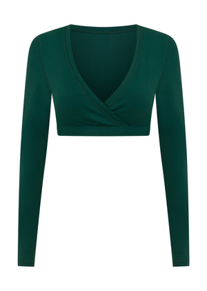 Lorna Jane Wrap It Up Long Sleeve Bra Top - Midnight Green
