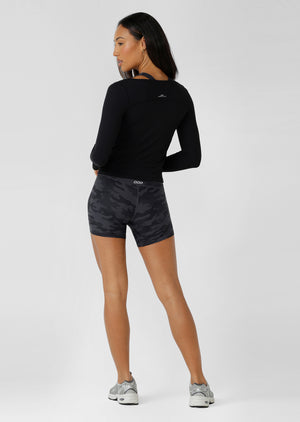 Lorna Jane Cute In Camo 12cm Bike Shorts - Black Camo Print
