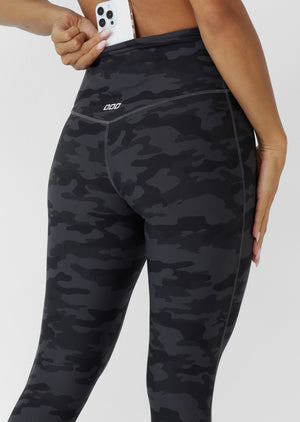 Lorna Jane Camo Ankle Biter Leggings - Black Camo Print