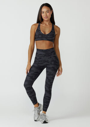 Lorna Jane Camo Ankle Biter Leggings - Black Camo Print