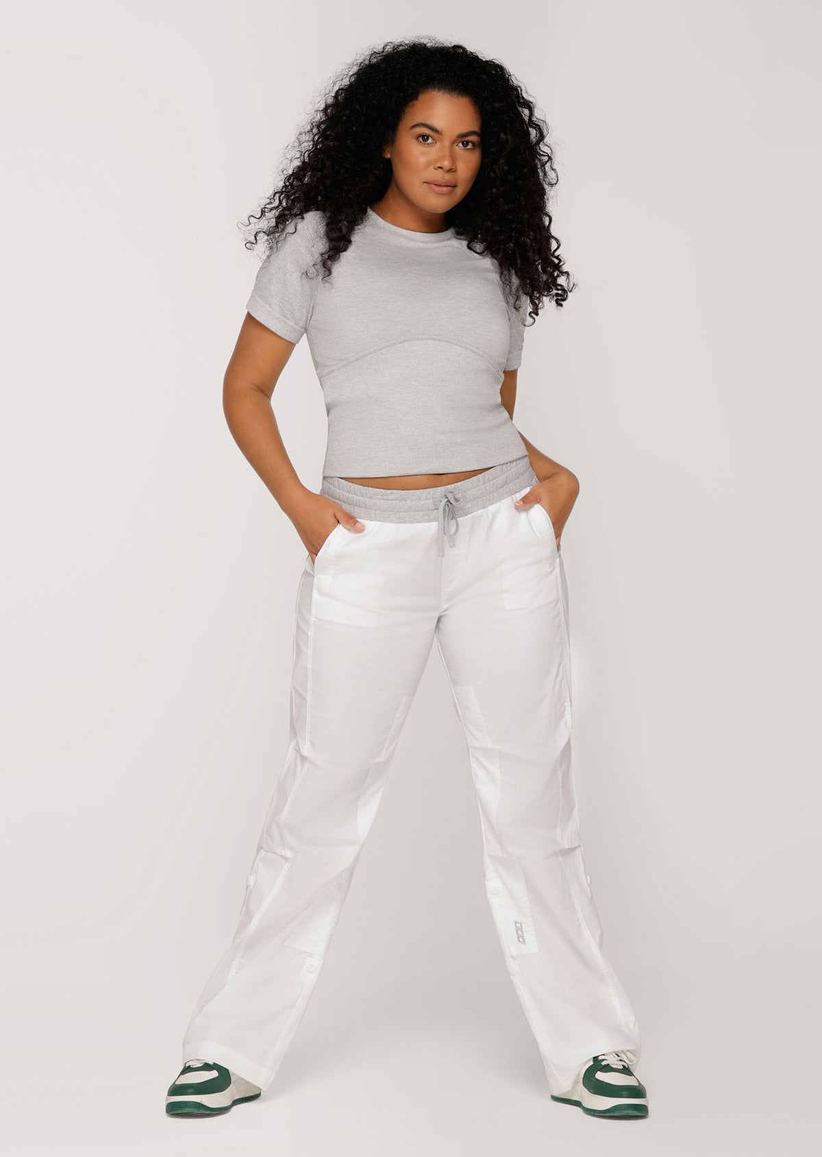 Lorna Jane Seamless Contour Short Sleeve Top - Light Grey Marl