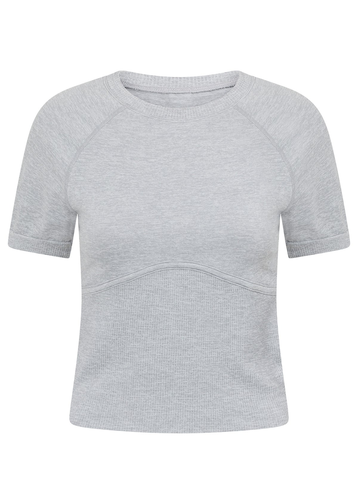 Lorna Jane Seamless Contour Short Sleeve Top - Light Grey Marl