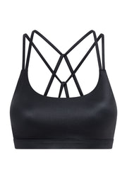 Lorna Jane Wet Look Strappy Sports Bra - Black