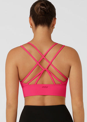 Lorna Jane Lotus Longline Sports Bra - Neon Raspberry