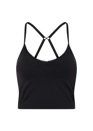 Lorna Jane Sweet Thing Cropped Bra Tank Combo - Black