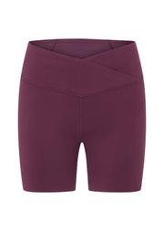 Lorna Jane Inspire Wrap Waist 16cm Bike Shorts - Mulberry