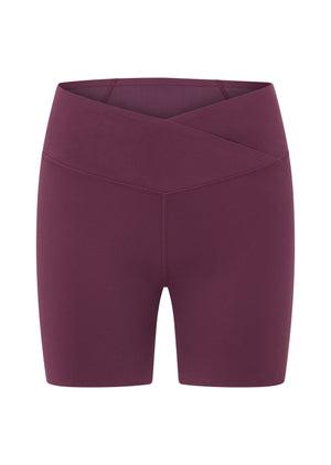 Lorna Jane Inspire Wrap Waist 16cm Bike Shorts - Mulberry