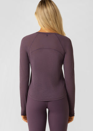 Lorna Jane On The Run Long Sleeve Top - Midnight Plum
