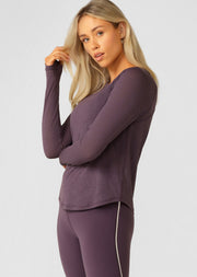 Lorna Jane On The Run Long Sleeve Top - Midnight Plum