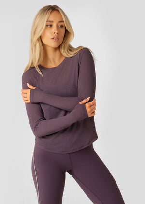 Lorna Jane On The Run Long Sleeve Top - Midnight Plum
