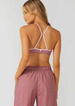 Lorna Jane Sweet Escape Sports Bra - Berry Sweet Check