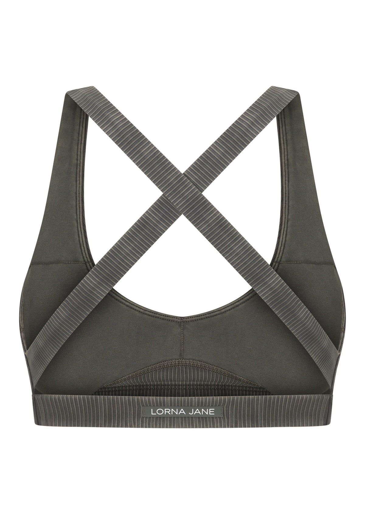 Lorna Jane Perform Washed Rib Sports Bra - Washed Khaki Haze