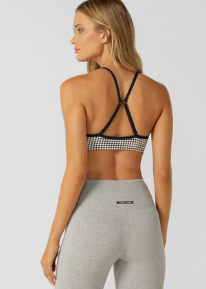 Lorna Jane Off Duty All Day Sports Bra - Midnight Blue Check Print