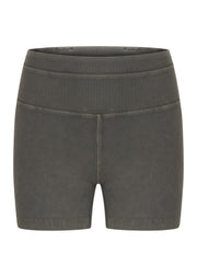 Lorna Jane Perform Washed Rib 12cm Bike Shorts - Washed Khaki Haze