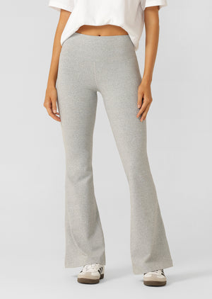 Lorna Jane True Comfort Flared Leggings - Grey Marl