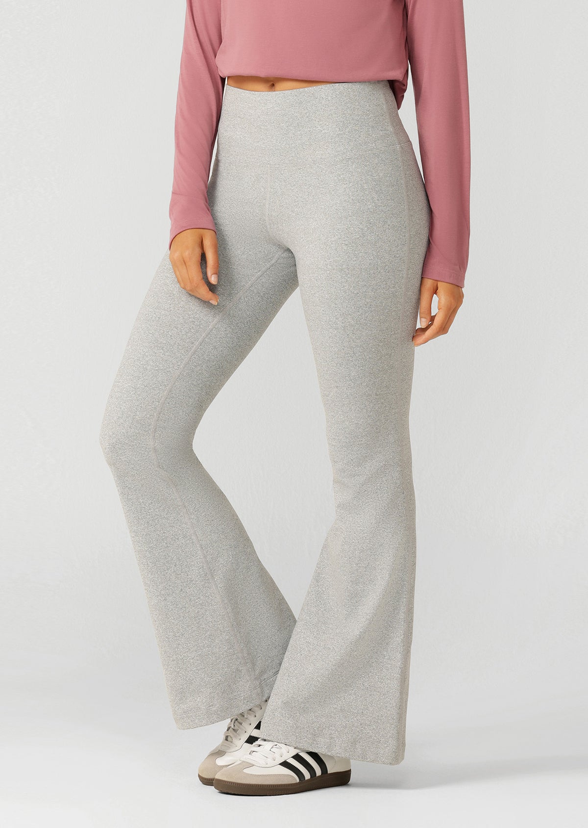 Lorna Jane True Comfort Flared Leggings - Grey Marl