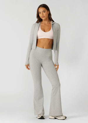 Lorna Jane True Comfort Flared Leggings - Grey Marl
