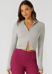 Lorna Jane Soft Touch Warm Up Jacket - Grey Marl