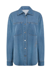 Lorna Jane Off Duty Vintage Wash Denim Shirt - Blue Denim