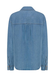 Lorna Jane Off Duty Vintage Wash Denim Shirt - Blue Denim